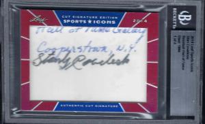 Stan Coveleski 2014 Leaf Cut Signature Card