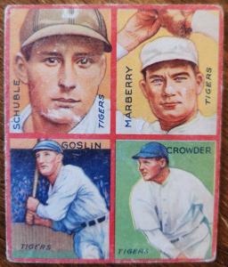 1935 Goudey 4-in-1 Goose Goslin & Friends Card