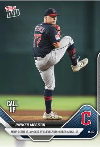 2025 Topps Now Parker Messick RC Cleveland Guardians