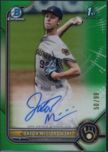 2022 Bowman Draft Jacob Misiorowski Auto Green #/99