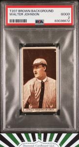 1912 T207 Walter Johnson Brown Background Card