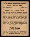 1941 Play Ball Bill Dickey Yankees #70 Card