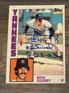 Ron Guidry Yankees 1984 Topps Signed Card