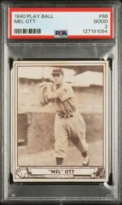 1940 Mel Ott Play Ball Card #88 PSA 2