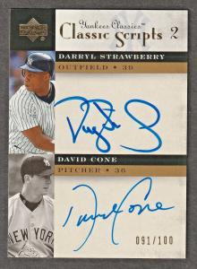 David Cone Darryl Strawberry 2004 Yankees Auto Card