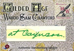 Sam Crawford 2022 Historic Writing Authentic Autograph
