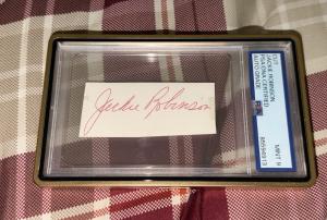 Jackie Robinson Autograph Card PSA 9