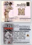 2002 Topps Tribute Heinie Manush Milestone Materials Card