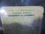 1934 Goudey #1 Jimmy Foxx Baseball Card