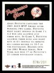 2001 Fleer Platinum Foil Parallel Andy Pettitte