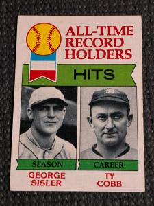 1979 Topps All-Time Record Holders George Sisler & Ty Cobb