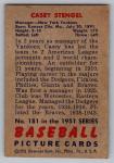 1951 Bowman #181 Casey Stengel Yankees Card