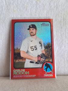 Carlos Rodon Topps Heritage Chrome Red Refractor 065/573