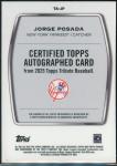 Jorge Posada 2025 Topps Tribute Autograph Orange #/25