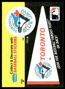 1986 Fleer Toronto Blue Jays Team Stickers Set
