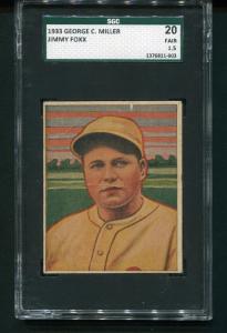 1933 Jimmie Foxx George C. Miller Card 1.5
