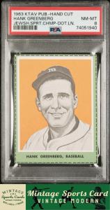 1963 Hank Greenberg Jewish Sports Card PSA 8