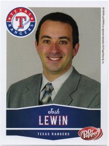 2010 Texas Rangers Josh Lewin Dr. Pepper Card