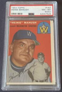 1954 Topps Heinie Manush #187 PSA 8