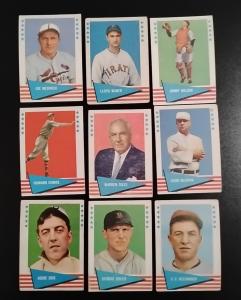1961 Fleer Baseball Greats - 9 Cards Set