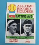 1979 Topps #414 Hornsby & Cobb Record Holders Card