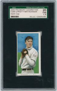 T206 Christy Mathewson Dark Cap Piedmont Card