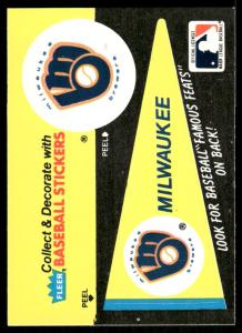 1986 Fleer Milwaukee Brewers Team Stickers Set
