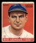 1933 Goudey Baseball Card #187 Heinie Manush