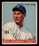 1933 Goudey Sam Rice Baseball Card #134