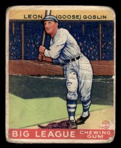 1933 Goudey Goose Goslin Baseball Card #168
