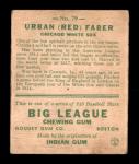 1933 Goudey Red Faber #79 Sports Card