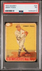1933 Goudey Jimmie Foxx R319 Baseball Card