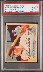 1935 Diamond Stars Charlie Gehringer Signed Card