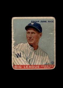 Sam Rice 1933 Goudey Big League Chewing Gum Card