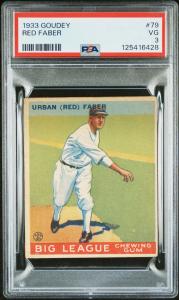 Red Faber 1933 Goudey Baseball Card #79