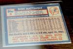 1984 Topps Don Mattingly Rookie Card #8