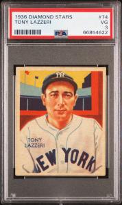 1936 Diamond Stars Tony Lazzeri #74 Card