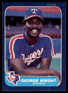 1986 Fleer George Wright Texas Rangers Card #578