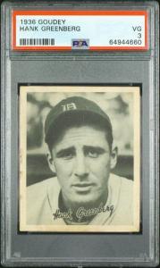1936 Goudey Hank Greenberg PSA 3 Sports Card