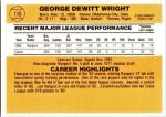 1983 Donruss George Wright #116 Texas Rangers Card