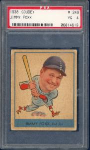 1938 Goudey #249 Jimmy Foxx HOF Card