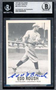 Edd Roush Signed 1977-84 Galasso Glossy Card