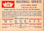 Lloyd Waner 1960 Fleer Baseball Card #78