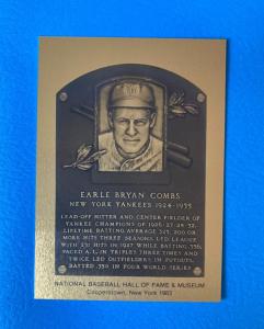 Earle Combs Yankees Hall of Fame Plaque Card