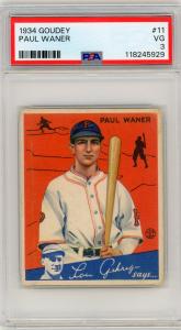 1934 Goudey Paul Waner #25 Pittsburgh Pirates Card