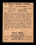 1941 Play Ball Red Ruffing Baseball Card