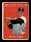 1961 Topps Roger Maris MVP Baseball Card