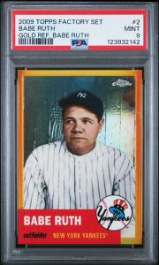 2009 Topps Gold Refractor Babe Ruth Card PSA 9