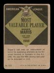 1961 Topps Roger Maris MVP Baseball Card
