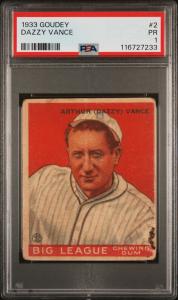 1933 Goudey Dazzy Vance Baseball Card #2